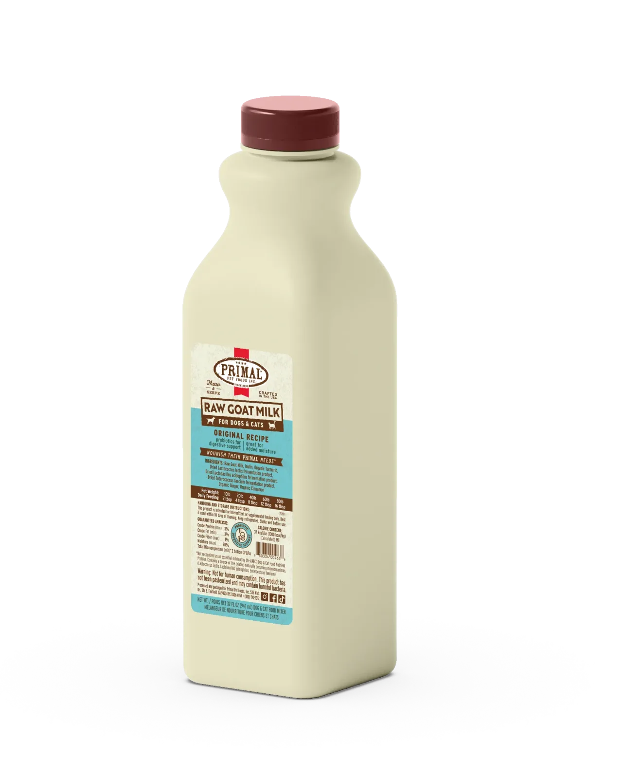 Primal Frozen Raw Goat Milk for Dogs & Cats - 32oz Original - Image 2
