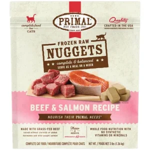 Primal Raw Frozen Feline Nuggets Beef & Salmon Formula Cat Food