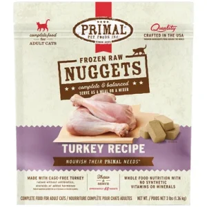 Primal Raw Frozen Feline Nuggets Turkey Formula Cat Food
