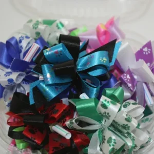 Primo Printed Paw Prints Bows, 24 Count