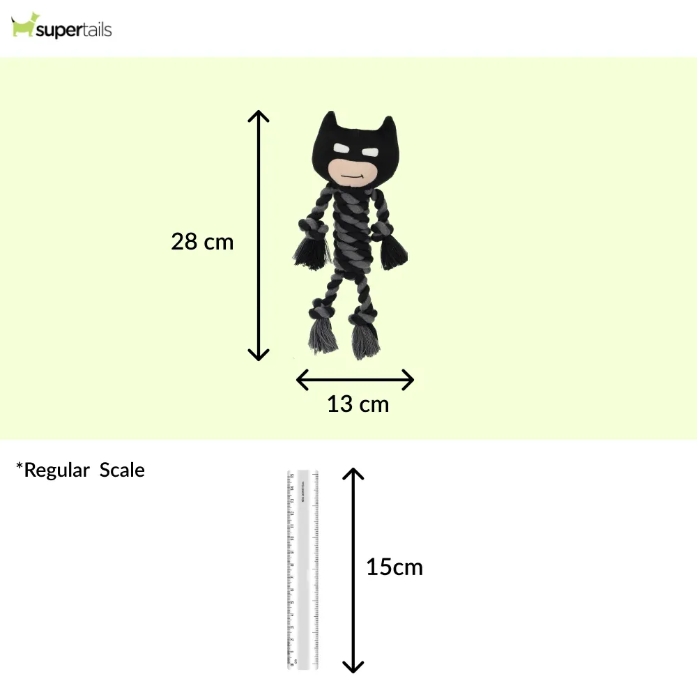 Warner Bros Batman Teething Rope Toy for Dogs and Cats (Black and Grey) - Image 2