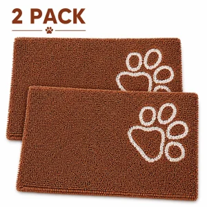 Pet Life ® 'Fuzzy' Quick-Drying Microfiber Anti-Skid and Machine Washable Dog Mat Pet Bed - 2 Pack - Light Brown