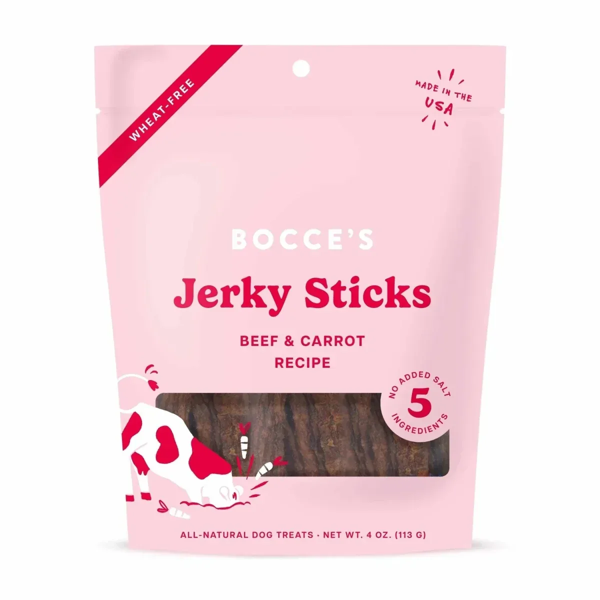 Bocce's Bakery Beef Carrot Jerky Sticks Dog Treats 4 oz - Image 2