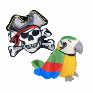 Multipet Margaritaville Pirate Skull and Parrot Cat Toy, 5 in, 2-Count