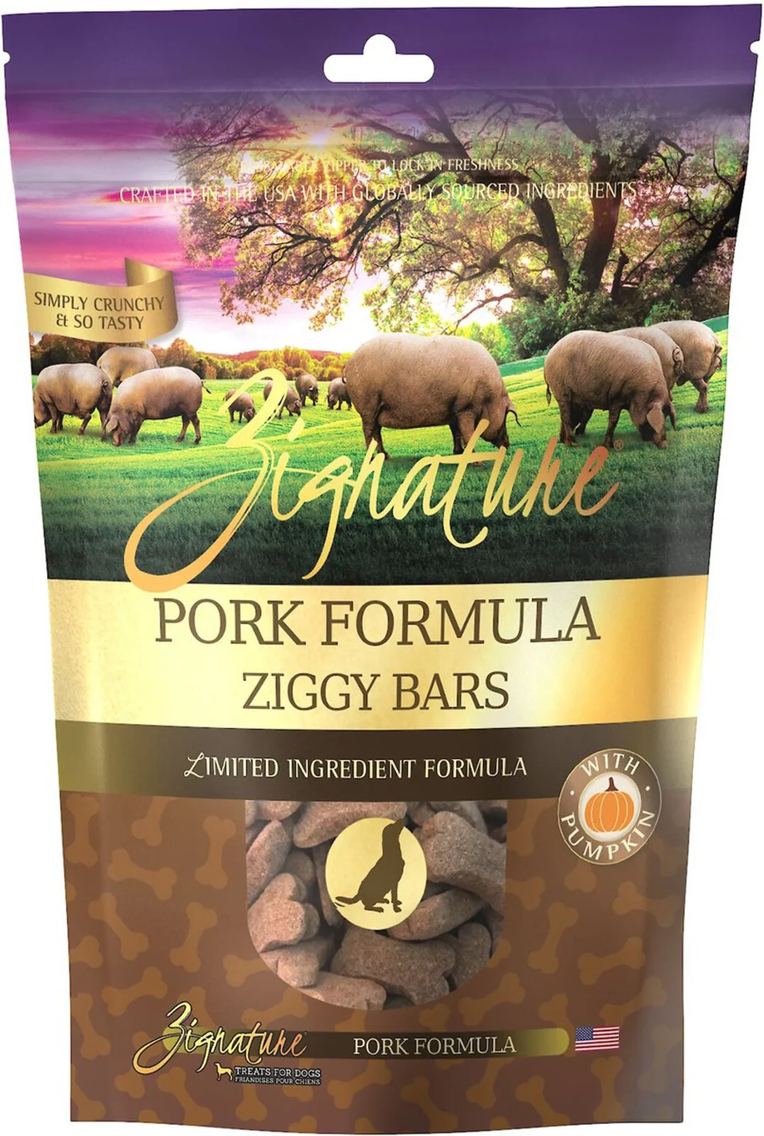 Zignature Dog Ziggy Bar Dog Treat Pork, 12 oz