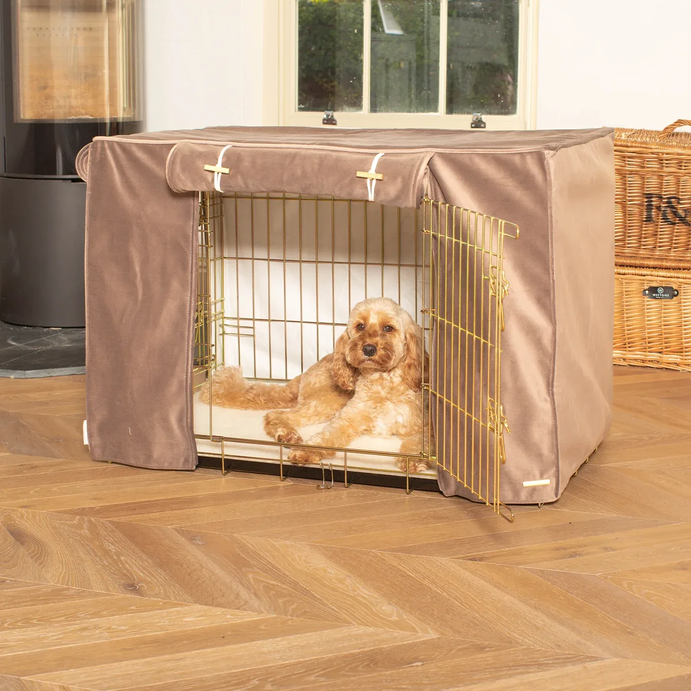 Dog Crate Cover In Clay Velvet by Lords & Labradors - Image 2