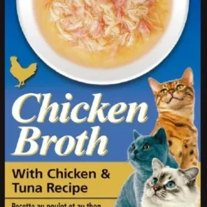Inaba Chicken Broth Side Dish for Cats - Chicken and Tuna, 1.76 oz each, Case of 8