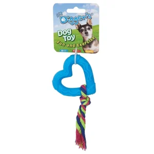 DGR TPR Heart and Rope Dog Toy Blue
