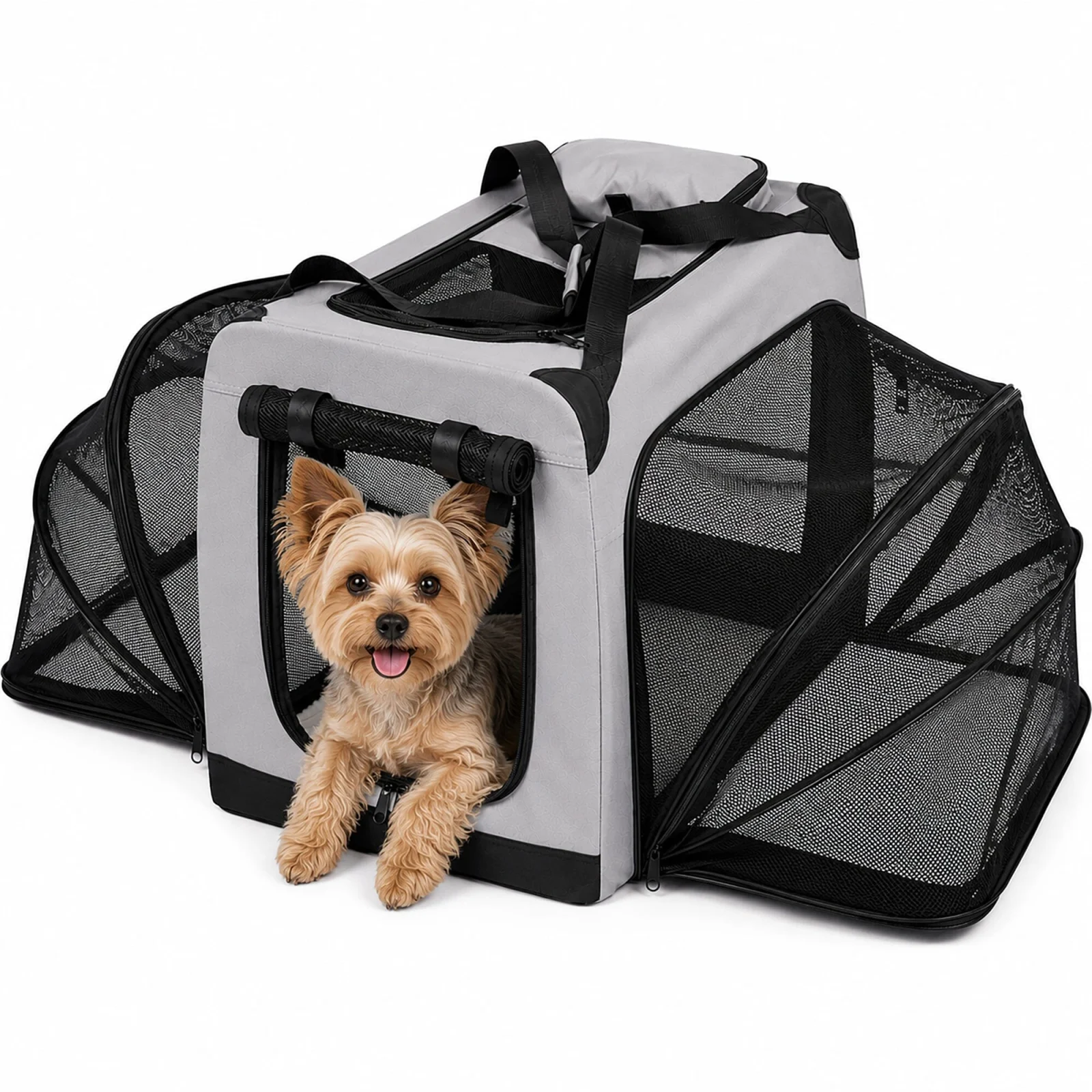 Pet Life ® 'Hounda Accordion' Metal Framed Soft-Folding Collapsible Dual-Sided Expandable Pet Dog Crate