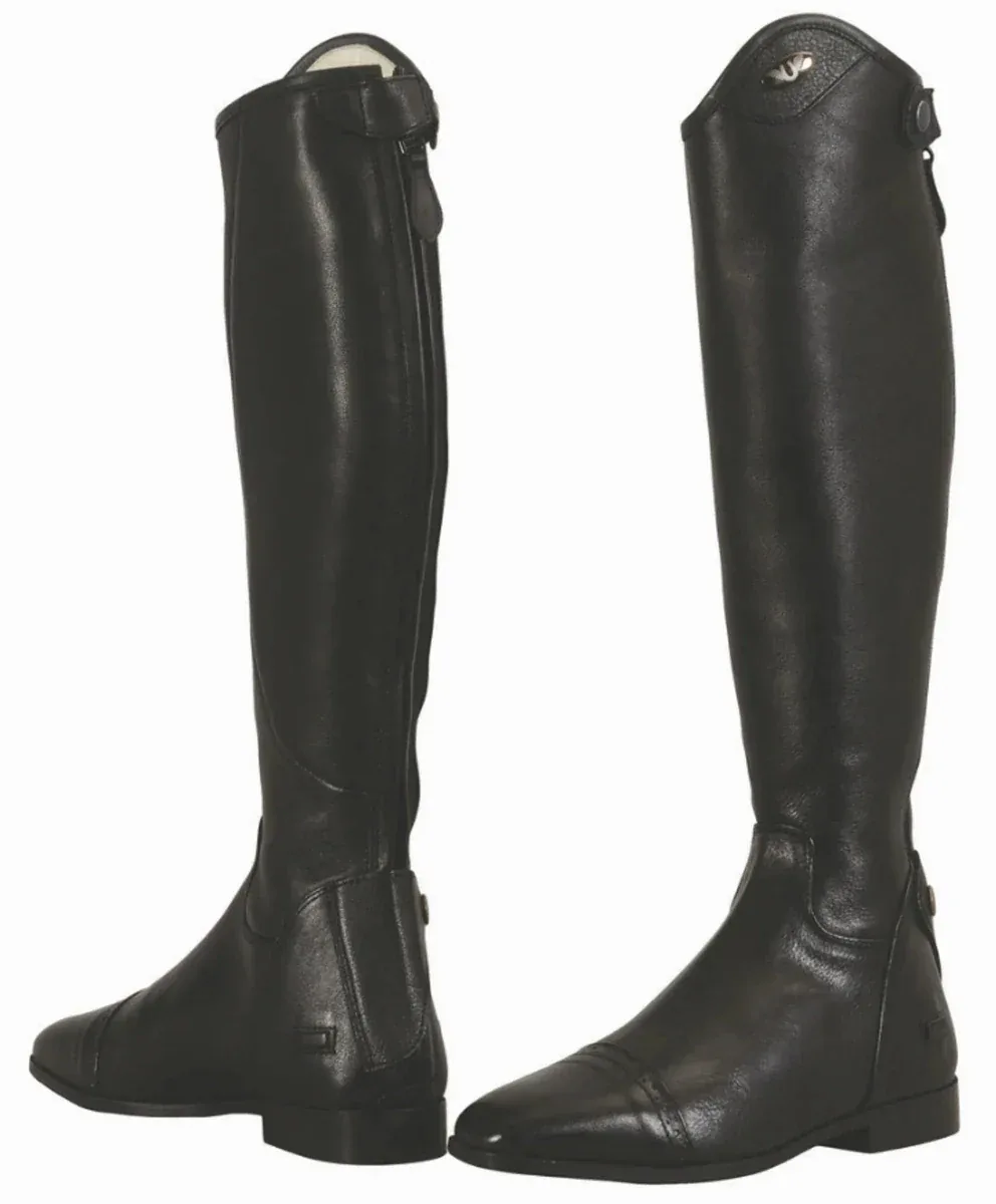 Women's Leather Riding Boots - Premium Equestrian Dress Boots for Dressage and Show - Black - Image 2
