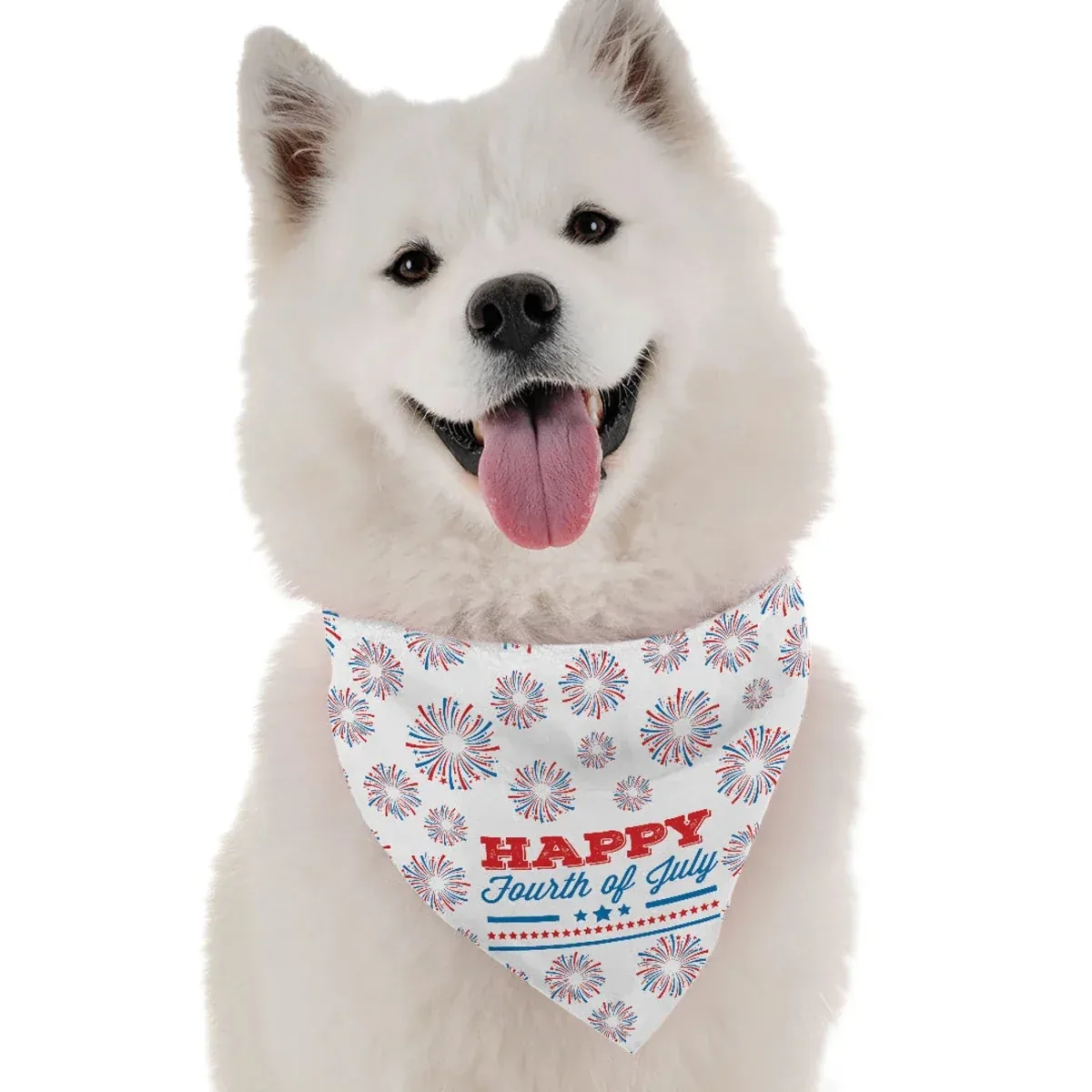 BanDoggie Happy 4th of July Dog Bandana - Patriotic Microfiber Pet Bandana, USA Made