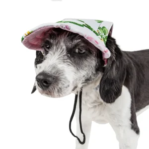 Pet Life ® 'Botanic Bark' Floral Uv Protectant Adjustable Fashion Dog Hat Cap