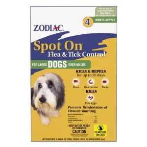 Zodiac Spot On Flea Tick Control Large Dogs Over, 60 lb, 4 ct