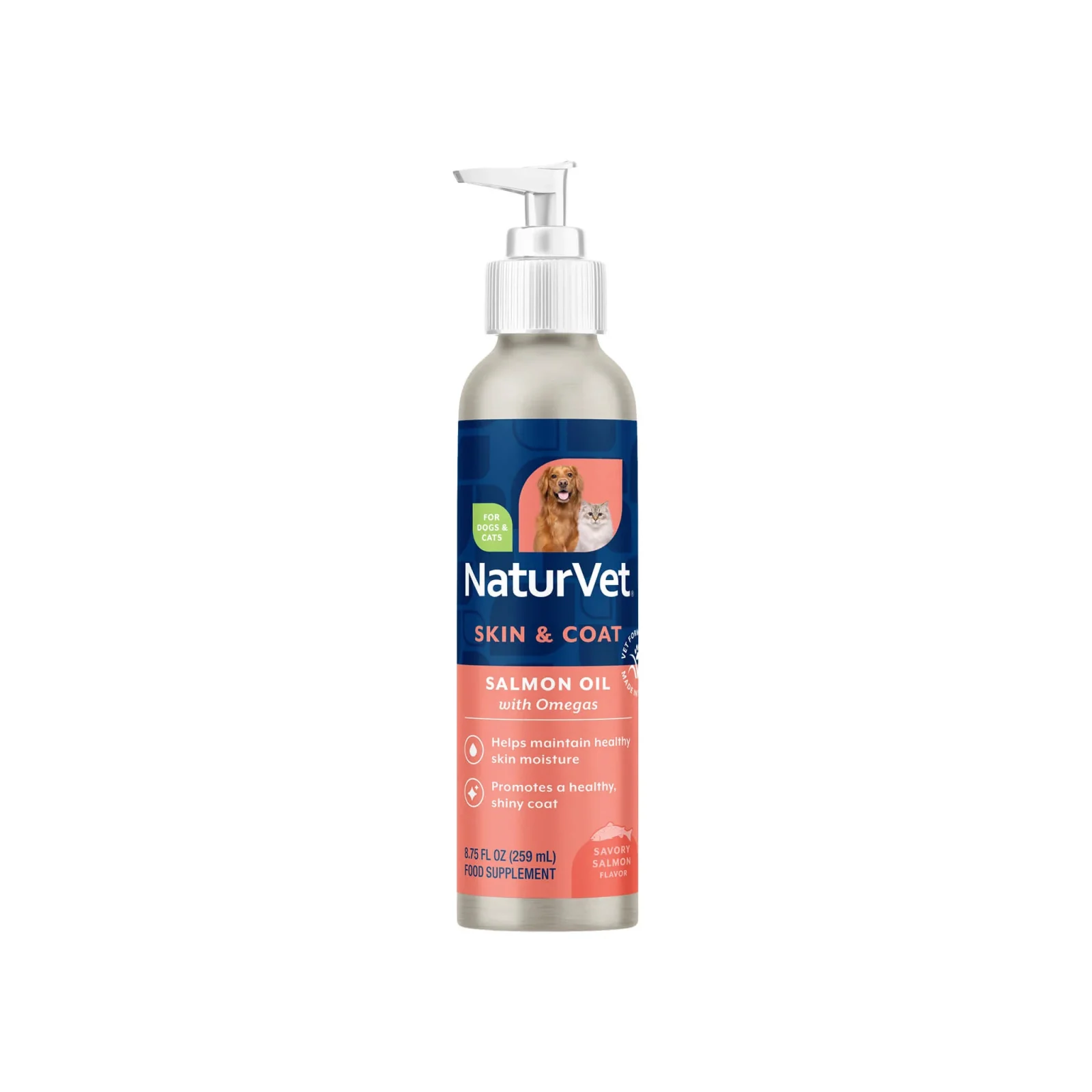 NaturVet Salmon Oil Daily Skin & Coat Support Plus Omegas for Dogs & Cats