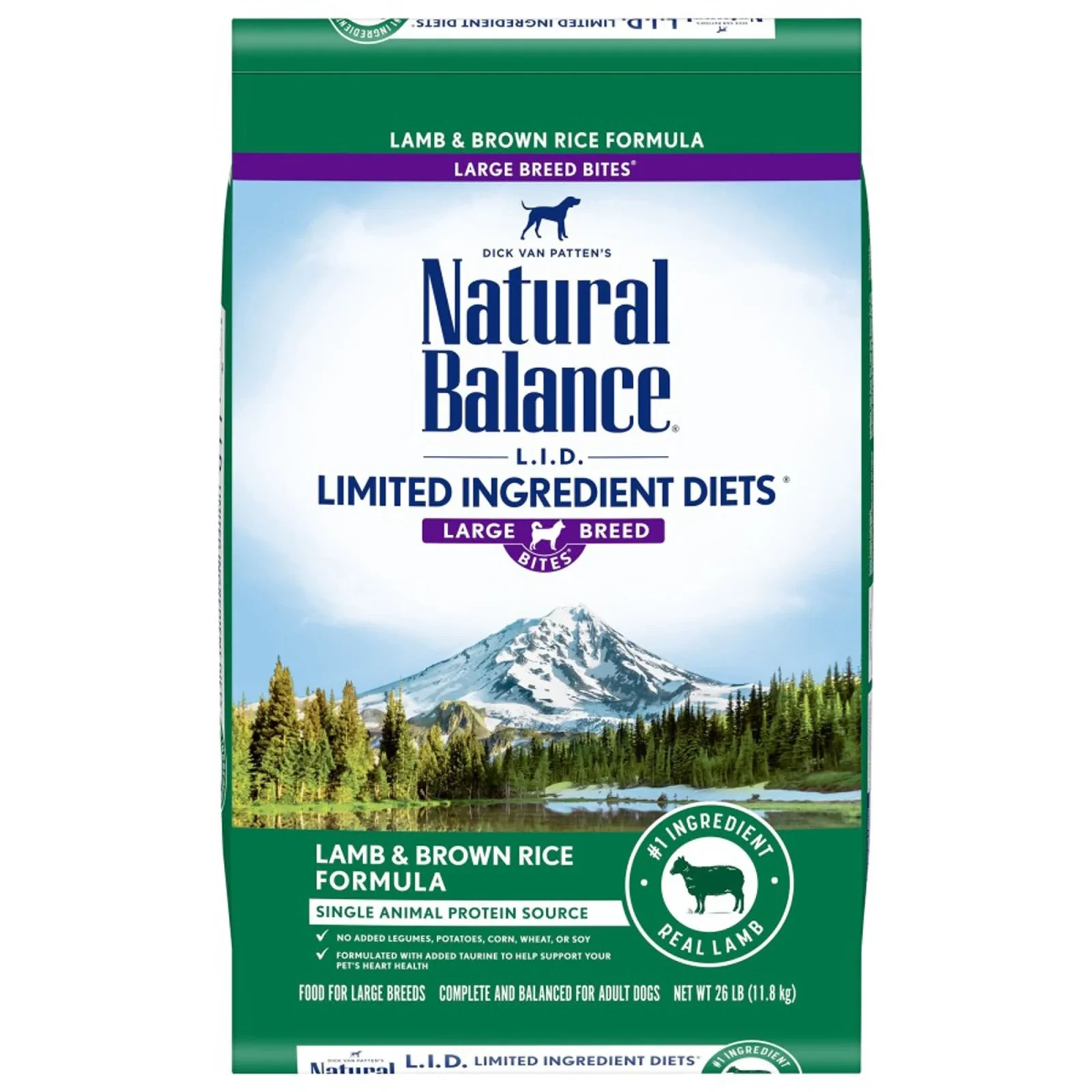 Natural Balance Pet Foods Limited Ingredient Large Breed Dry Dog Food Lamb & Brown Rice, 26 lb