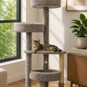 54" Solid Wood Cat Tower for Large Cats