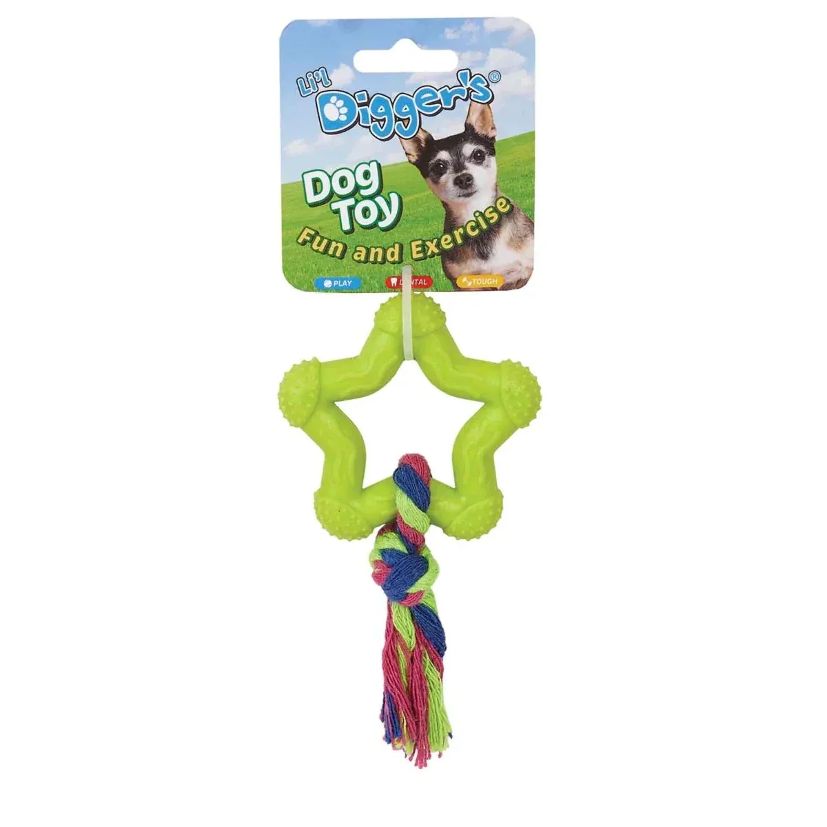 DGR TPR Star and Rope Dog Toy Lime - Image 2