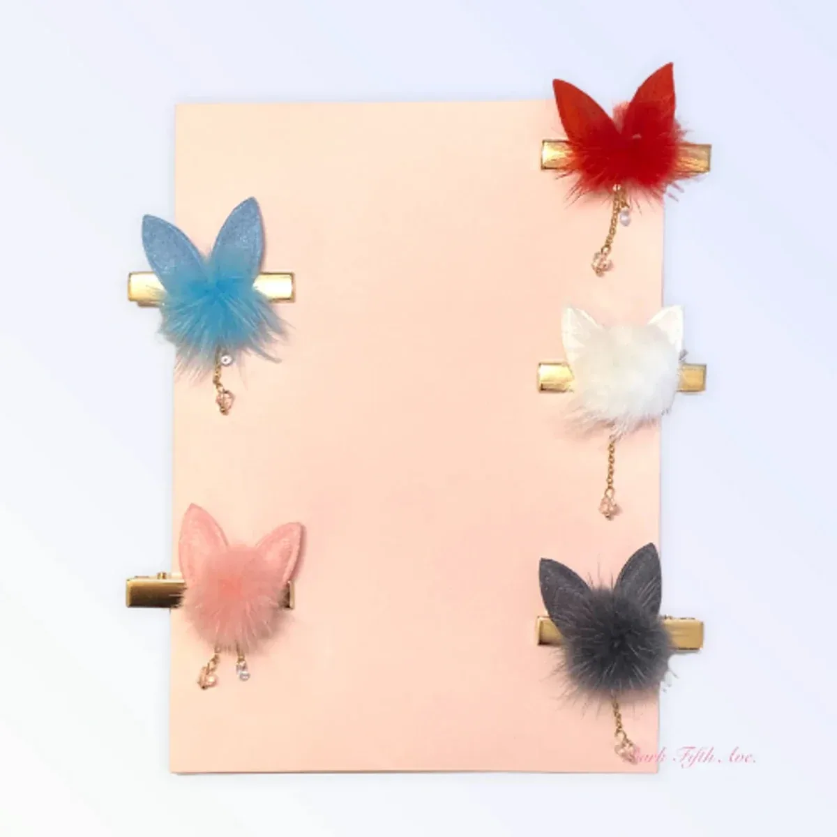 Fuzzy Bunny Pom Pom Hair Barrette - Image 2