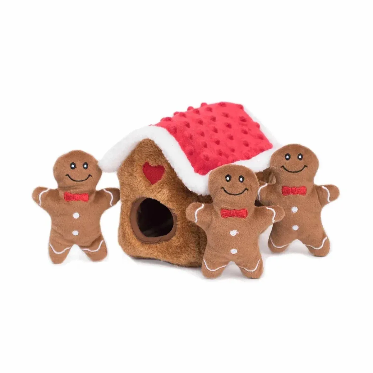 ZippyPaws Holiday Zippy Burrow Gingerbread House Plush Dog Toy - Image 2