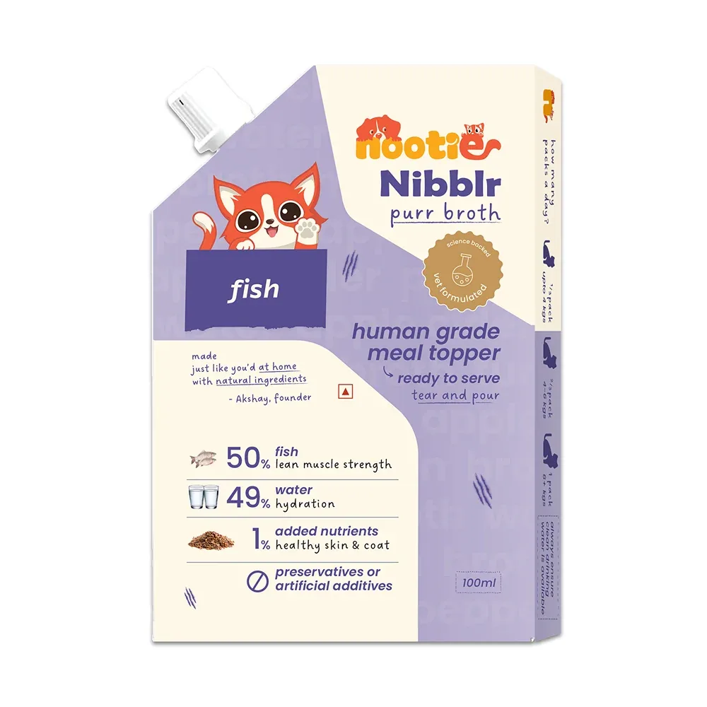 Nootie Nibblr Fish Bone Broth Hydrating Meal Topper Cat Wet Food