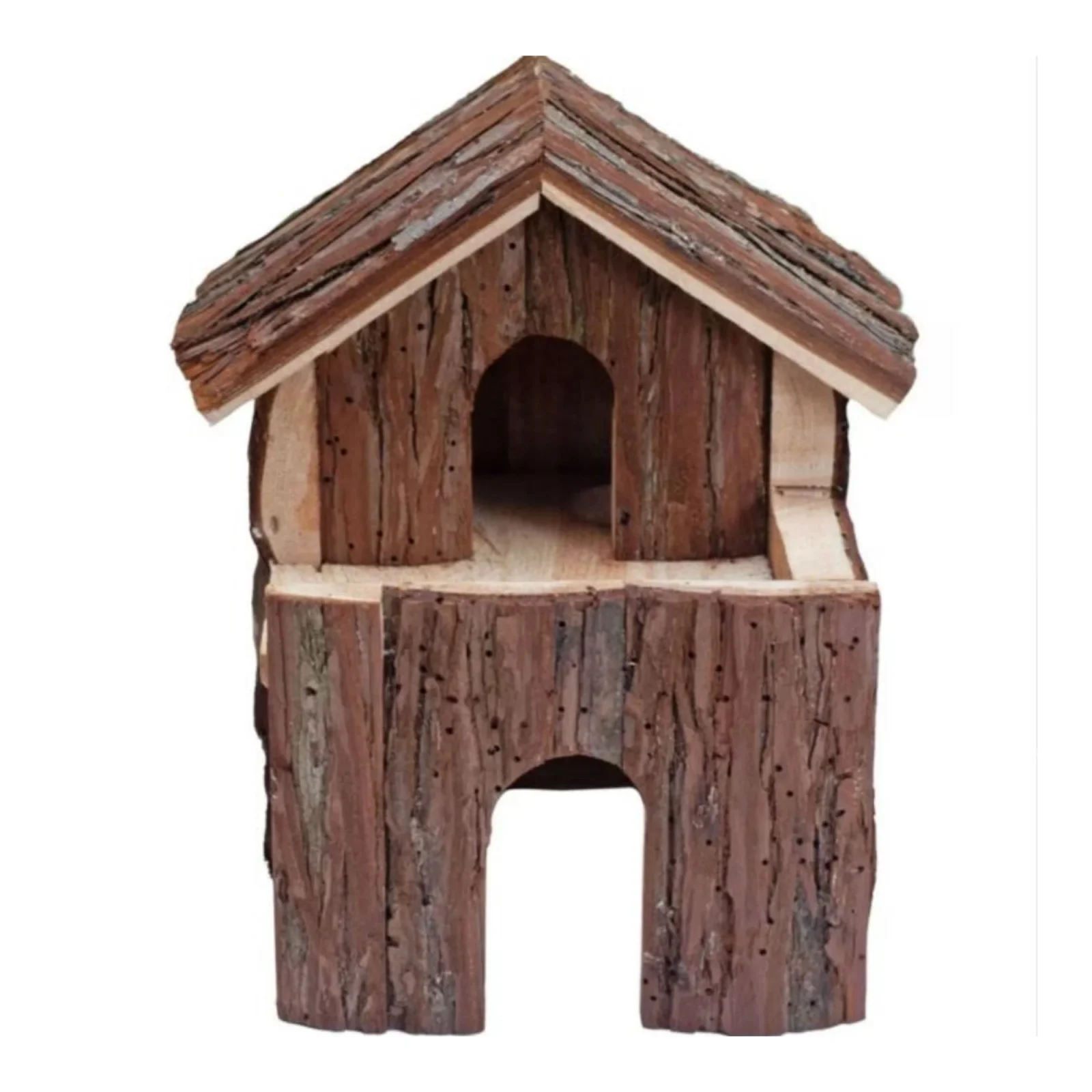 A E Cages Nibbles Log Cabin Small Animal Deluxe Brown, 7.5 in x 6 in x 8 in