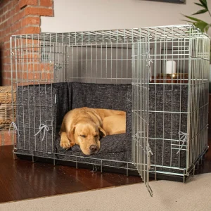 Dog Crate with Cushion & Bumper in Obsidian Minerals by Lords & Labradors