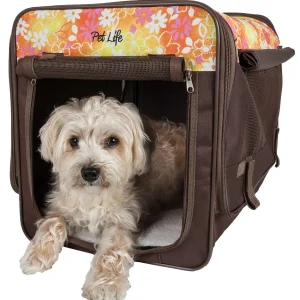 Pet Life ® 'Floral Patterned' Folding Collapsible Lightweight Wire Framed Pet Dog Crate House Tent