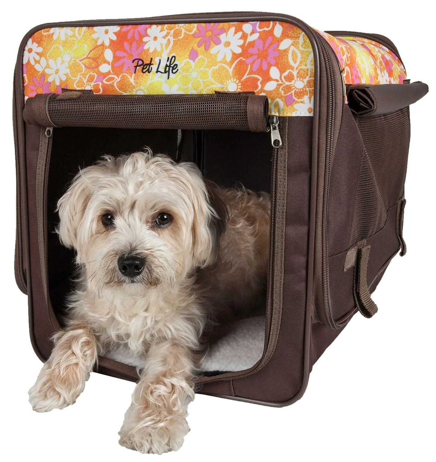 Pet Life ® 'Floral Patterned' Folding Collapsible Lightweight Wire Framed Pet Dog Crate House Tent