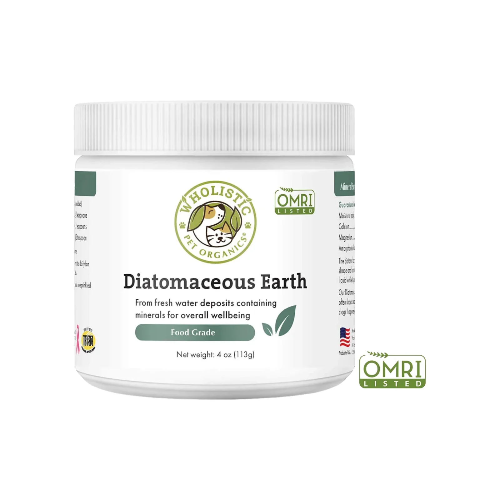 Wholistic Pet Organics Food Grade Diatomaceous Earth for Dogs & Cats