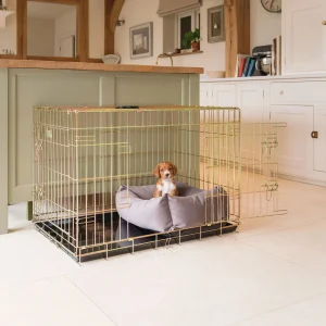 Dog Crate with Cosy & Calming Puppy Crate Bed in Silt Velvet by Lords & Labradors
