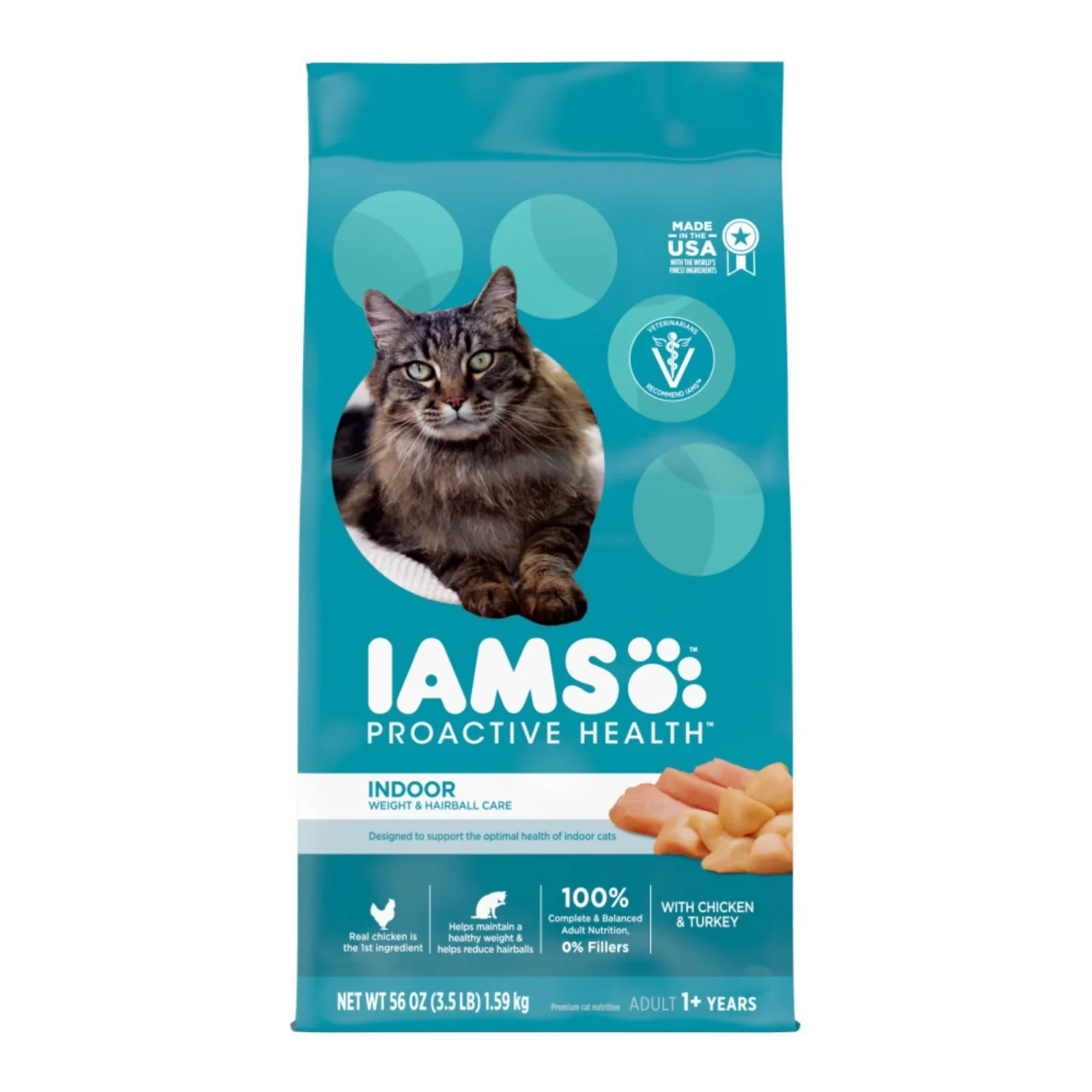 IAMS Proactive Health Weight Control & Hairball Care Indoor Adult Dry Cat Food Chicken & Turkey 3.5 lb
