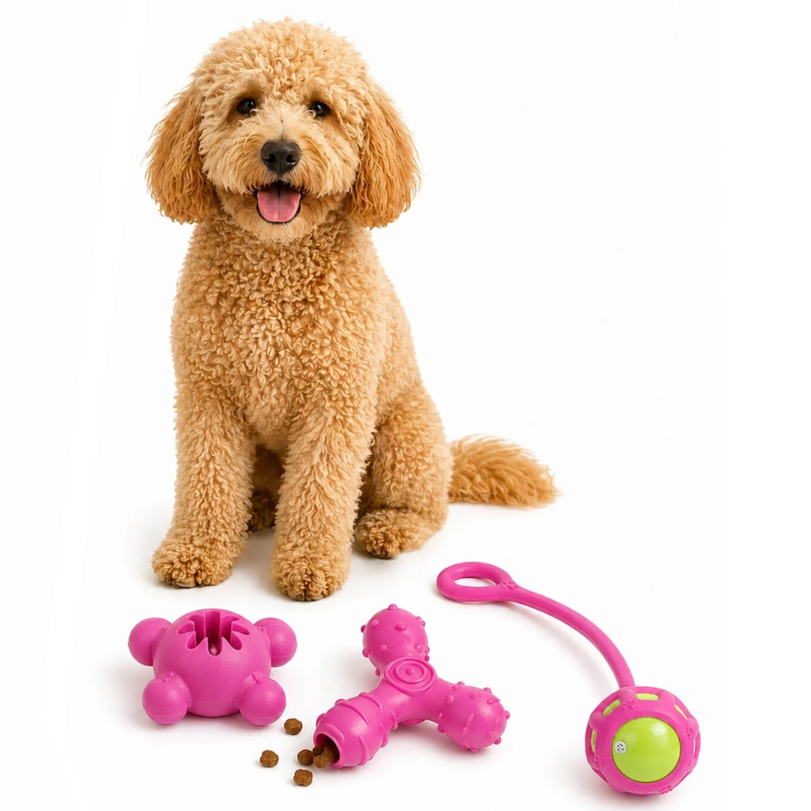 Pet Life ® 3-Piece Plush Tug Fetch and Squeaking Interactive Dog Toy Set - Pink