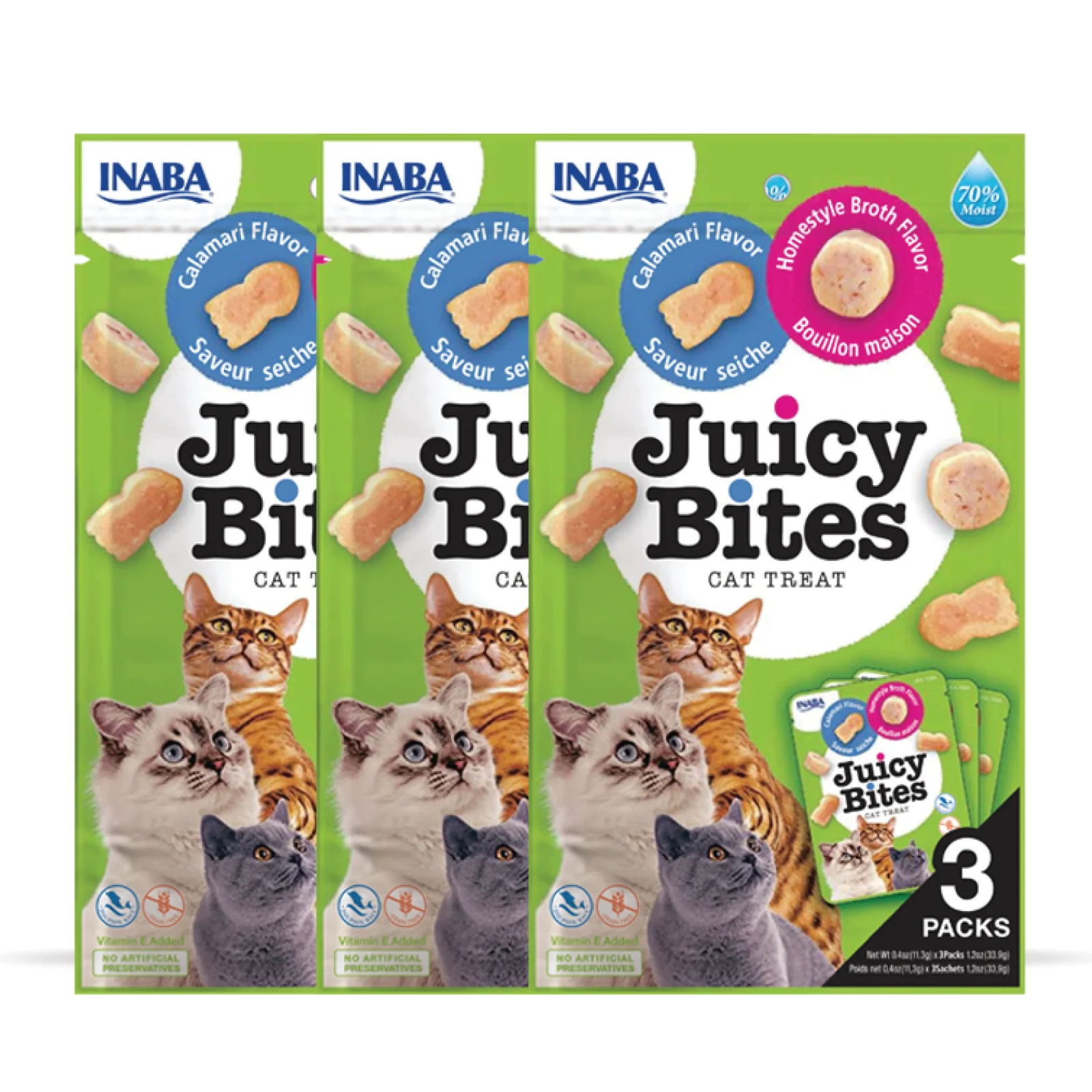 INABA Juicy Bites Homestyle Broth and Calamari Flavoured Cat Treats - Image 2