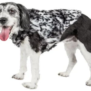 Pet Life ® Luxe 'Paw Dropping' Designer Gray-Scale Tiger Pattern Mink Fur Dog Coat