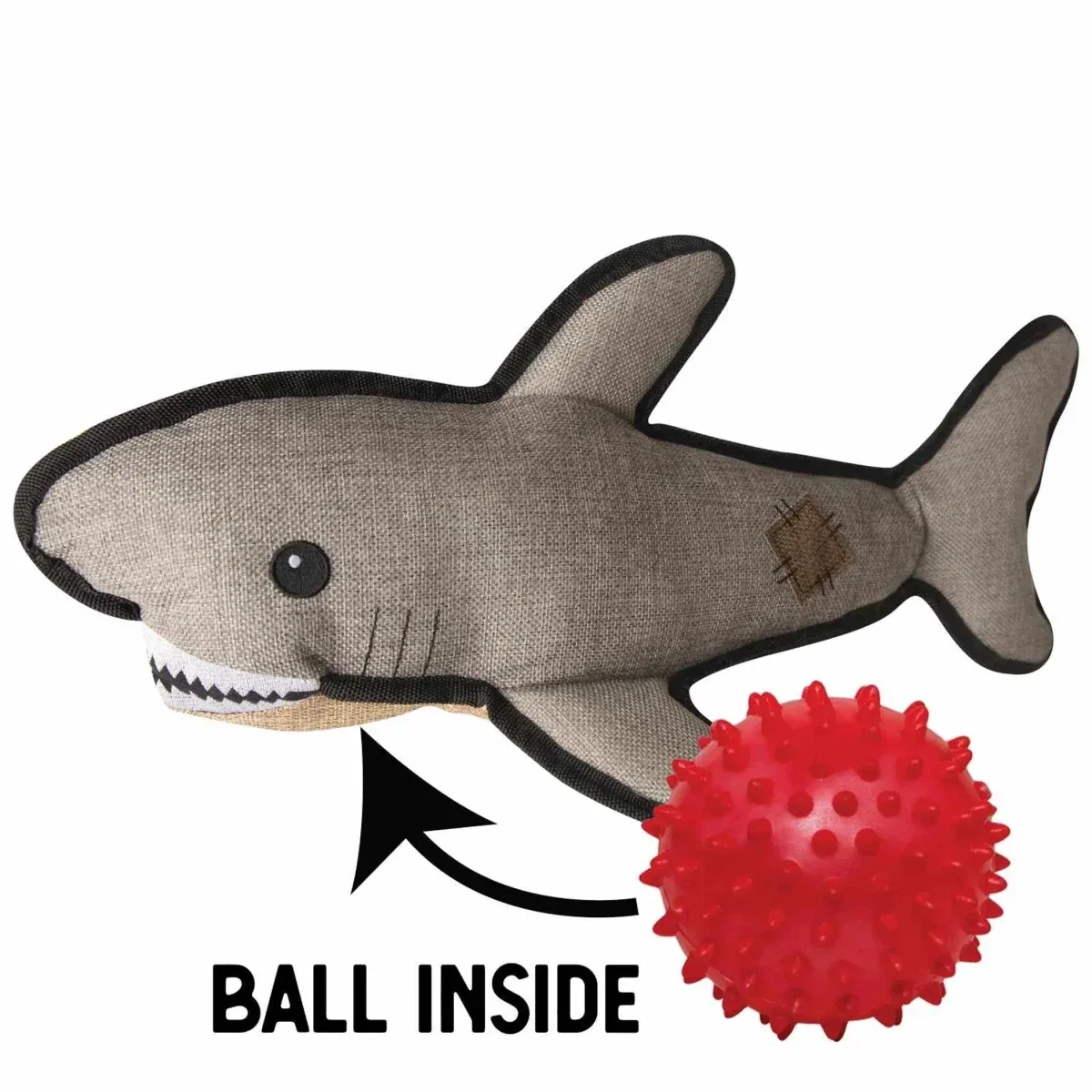 SnugArooz Saul the Shark with Rubber Spikey Ball Plush Dog Toy 19 in
