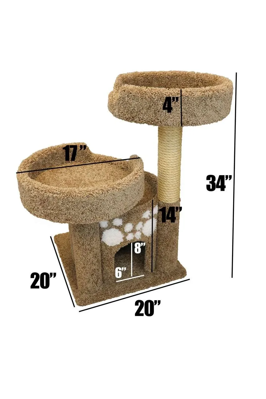 Double Perch Cat Condo — Solid Wood Cat Perch with Enclosed Condo & Sisal Posts - Image 2