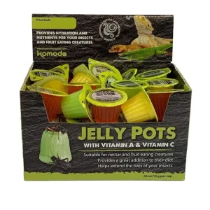 Komodo Jelly Pots Insect Food Fruit Flavor Display, 0.56 oz Per Cup, 40 ct