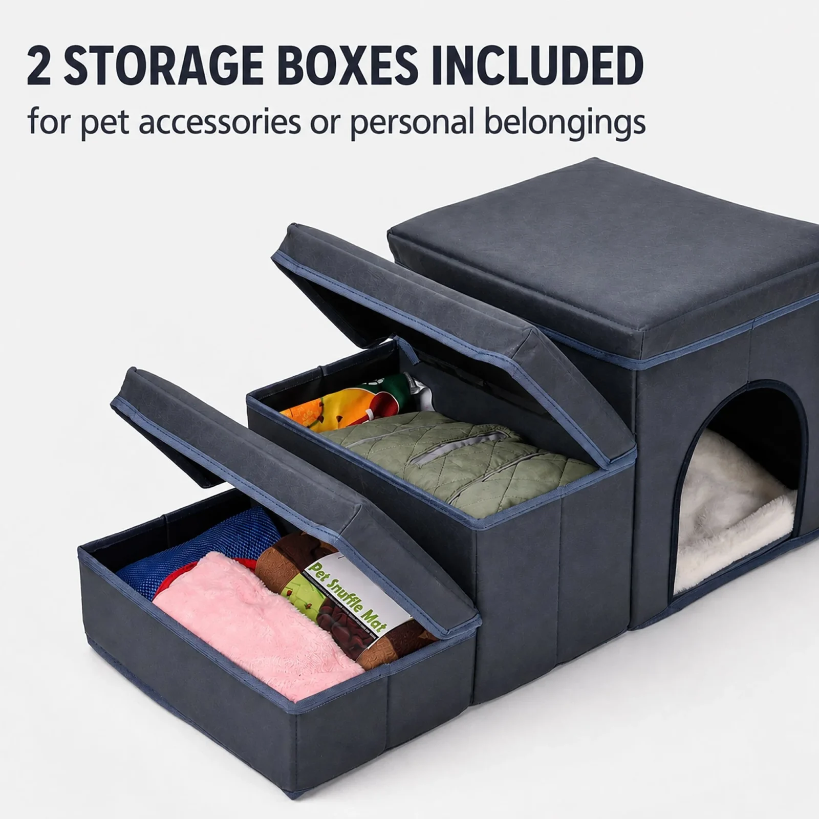 Pet Life ® “Nest Step” Collapsible Travel Pet Stairs with Hideout - Image 2