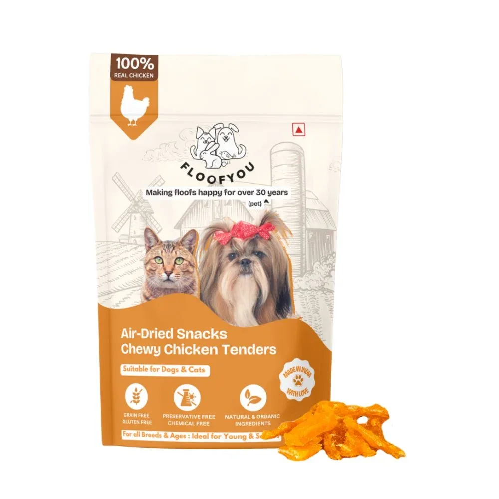 FloofYou Air Dried Chewy Chicken Tender Dogs & Cats Treat