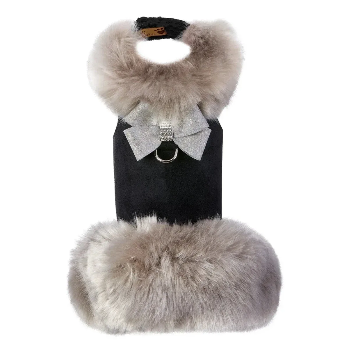 Susan Lanci Designs Platinum Glitzerati Nouveau Bow Silver Fox Faux Fur Coat - Image 2