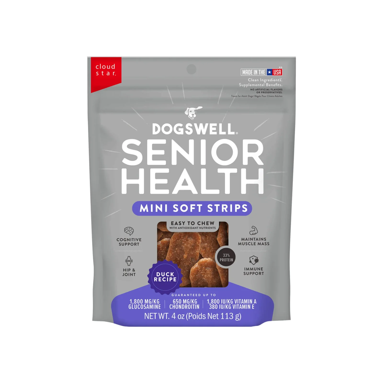 Dogswell Senior Health Mini Soft Strip Jerky Treats for Dogs