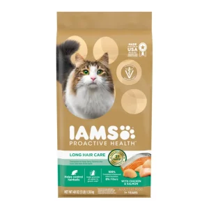 IAMS ProActive Health Adult Long Hair Dry Cat Food Chicken & Salmon 3 lb