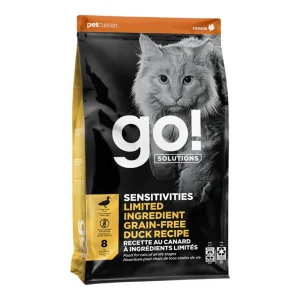 Petcurean Go! Sensitivities Limited Ingredient Dry Cat Food - Grain-Free Duck, 8 lb