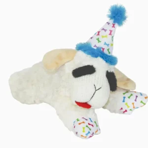 Multipet Lamb Chop with Birthday Hat Plush Dog Toy
