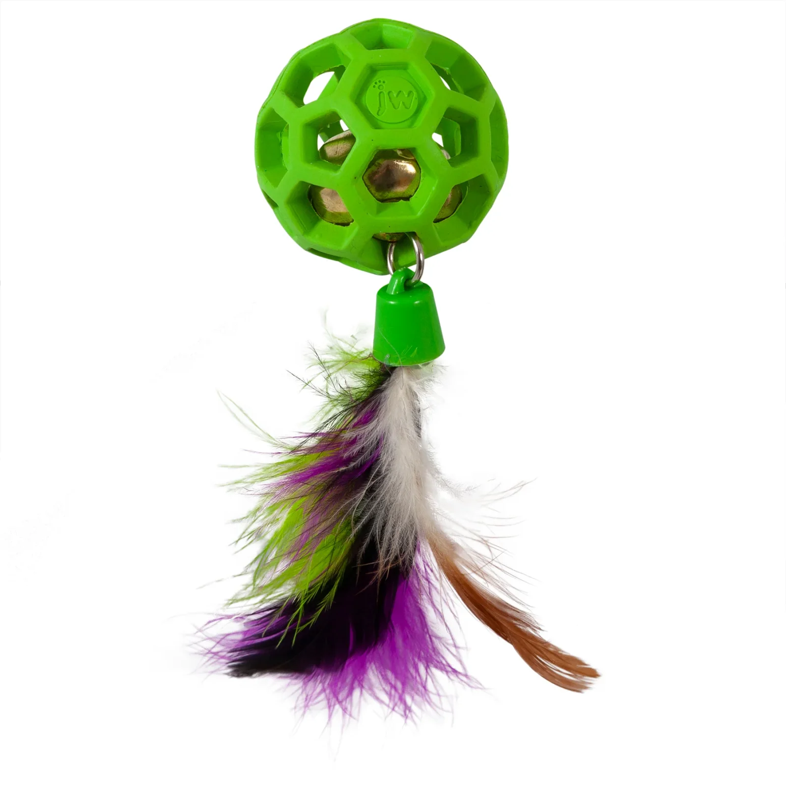 JW Cataction Feather Ball with Bell Cat Toy - Image 2