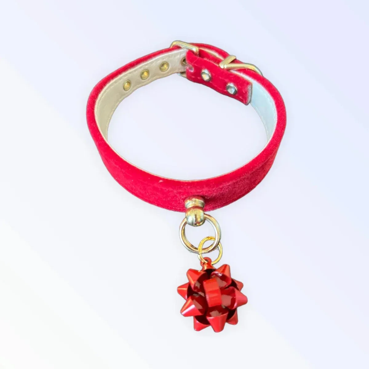 Velvet Gift Wrap Bow Dog Collar