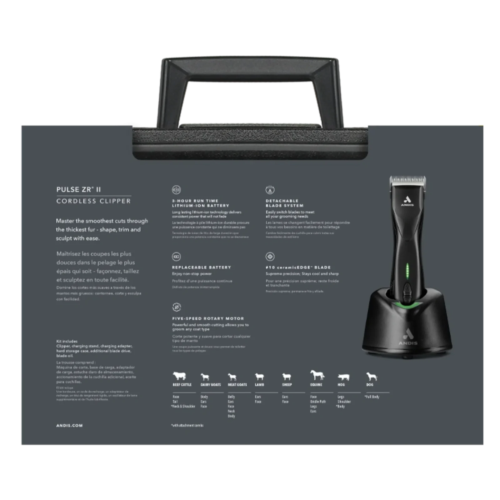 Pulse ZR II Detachable Blade Clipper with 10CeramicEdge blade by Andis - Image 2