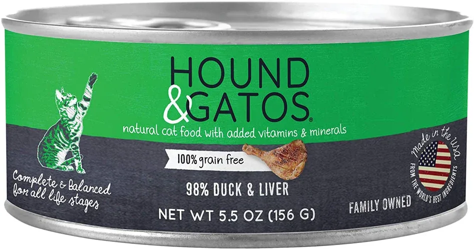 Hound and Gatos Cat Grain-Free Duck and Liver, 5.5 oz each, Case of 24