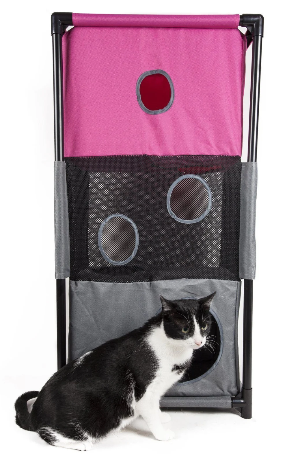 Pet Life ® 'Kitty-Square' Collapsible Travel Interactive Kitty Cat Tree Maze House Lounger Tunnel Lounge - Image 2