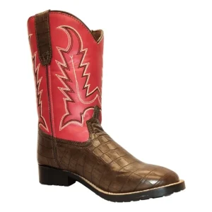 TuffRider Children's Redwood Square Toe Western Boot- Brown with Red- 10C